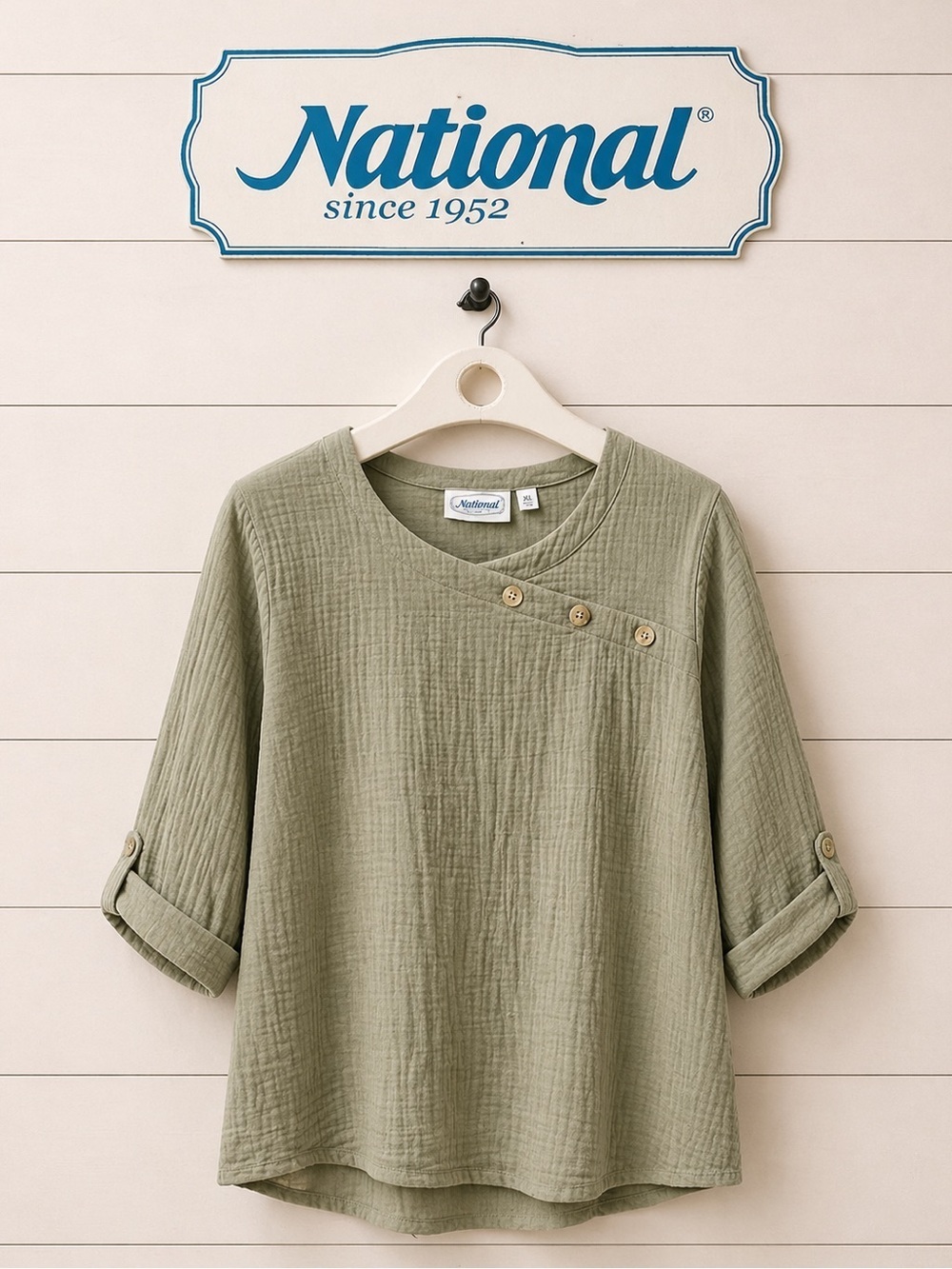 NATIONAL – Sage Green Textured Top – Size XL